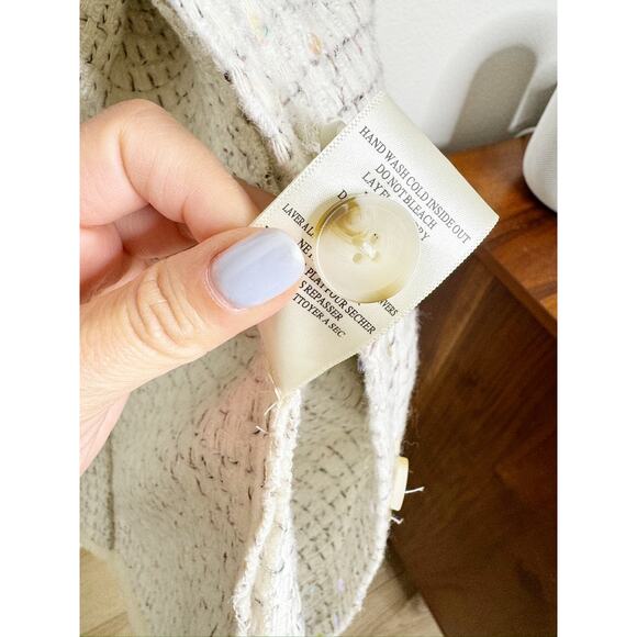 Blank NYC Grand Entrance Cream Tweed Button Front Sequin Shirt Jacket Small - Picture 7 of 7